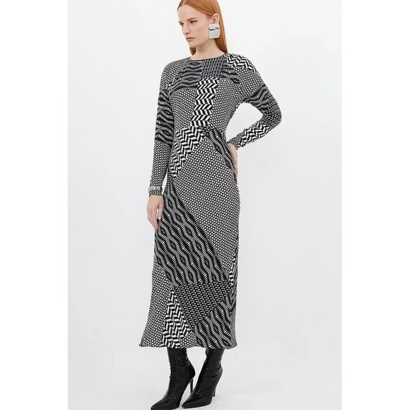 Karen Millen Dresses & Skirts - Karen Millen Geo Print Abstract Op Art Midi Dress Morocain NWT $350.00 UK 8 US 4